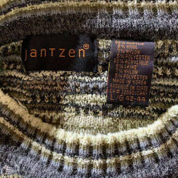 Vintage 90s Jantzen Sweater L Geometric Textured Knit Grunge Grandpa Dad Retro - Picture 6 of 12